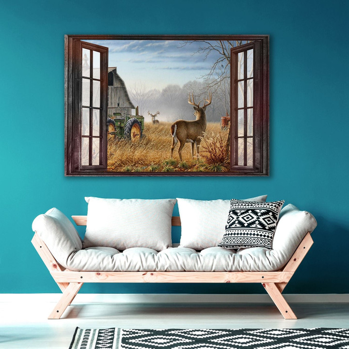 White tailed deer Window Hunting Canvas Print Frames Canvas Print Frames Painting  Aeticon Wrapped Canvas 8x10in