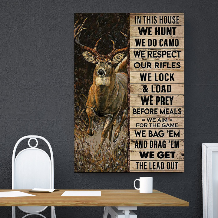Hunting In this House We Hunt Quote Canvas Print Frames Canvas Print Frames Painting  Aeticon Wrapped Canvas 8x10in