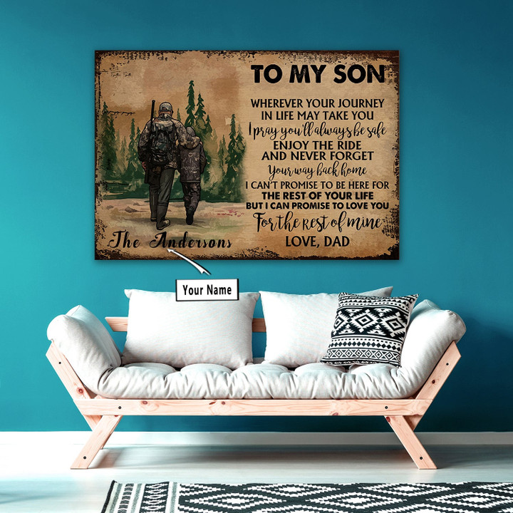 Personalized Hunting Dad And Son To My Son Custom Canvas Print Frames Canvas Print Frames Painting  Aeticon Wrapped Canvas 8x10in