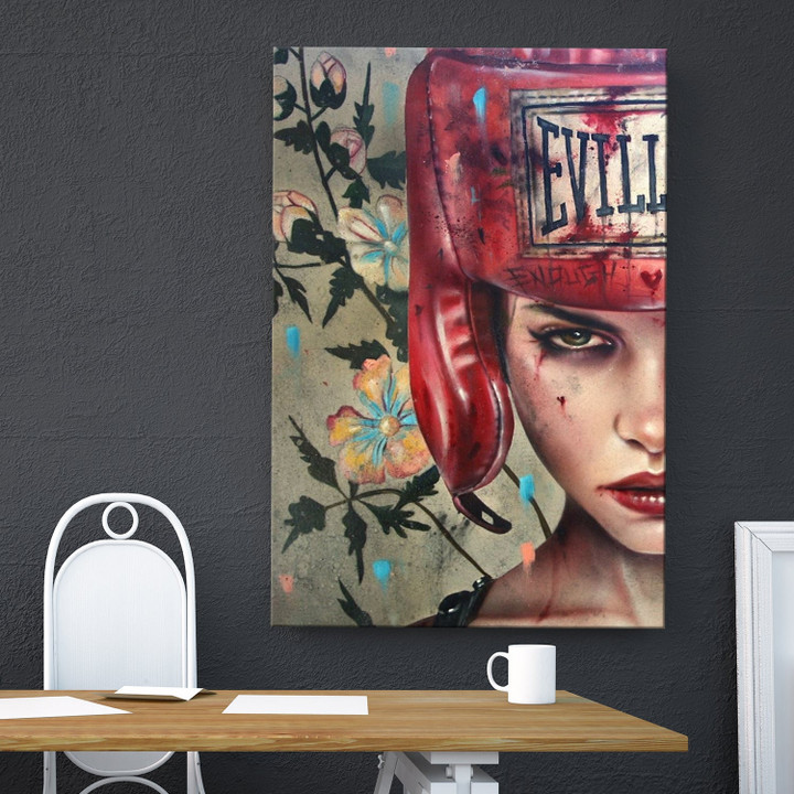 Evil Boxing Girl Canvas Print Frames Canvas Print Frames Painting  Aeticon Wrapped Canvas 8x10in