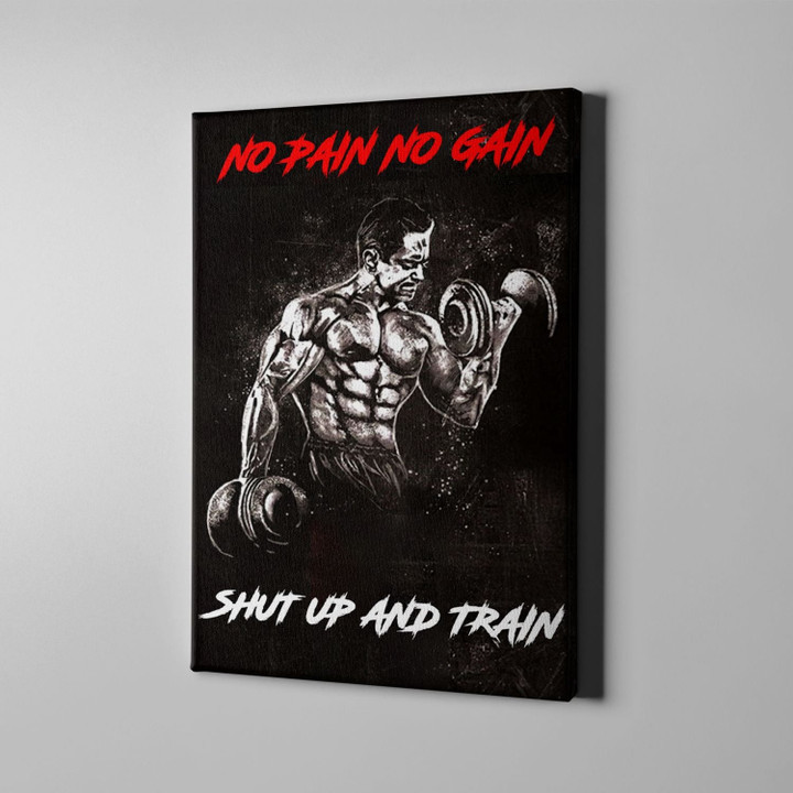 Home Gym Decor No Pain No Gain Shut Up And Train Canvas Print Frames Canvas Print Frames Painting  Aeticon Wrapped Canvas 8x10in
