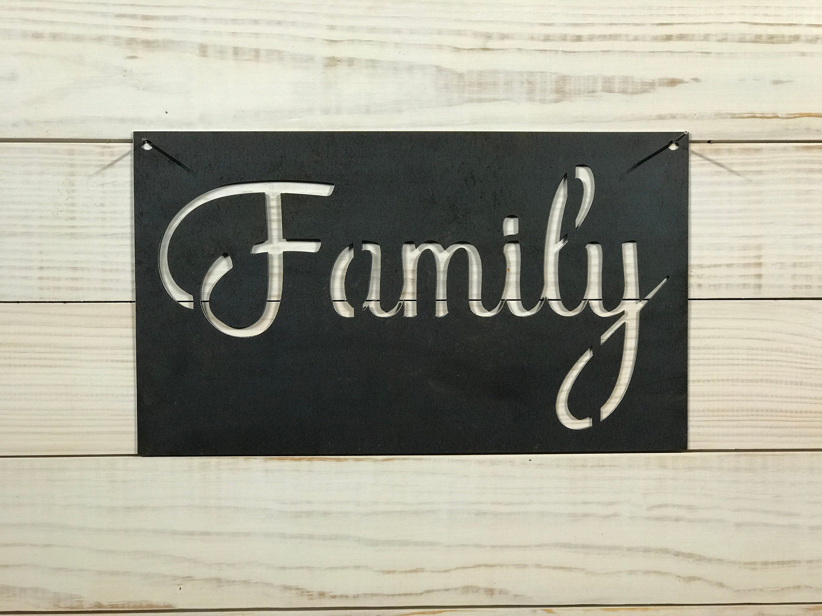 Rustic Metal Family Sign, Metal Wall Decor, Farmhouse Style Decor, Personalized Sign, Rustic Custom Sign, Fixer Upper Sign, Hand Painted Laser Cut Metal Signs Custom Gift Ideas 12x12IN