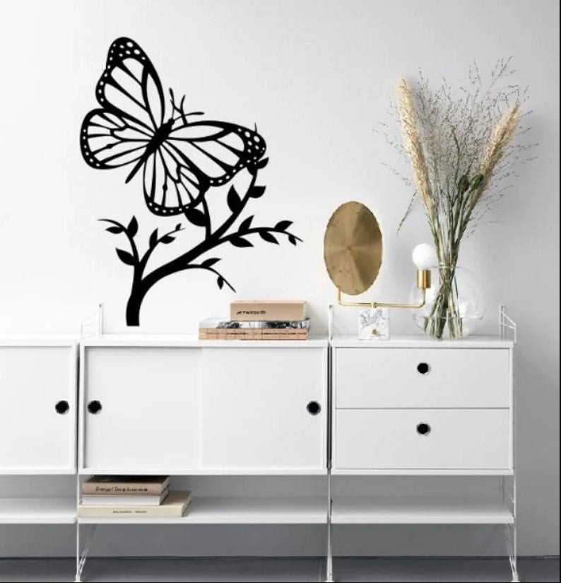 Butterfly and Tree Are Awesome Metal House Sign Laser Cut Metal Signs Custom Gift Ideas 12x12IN