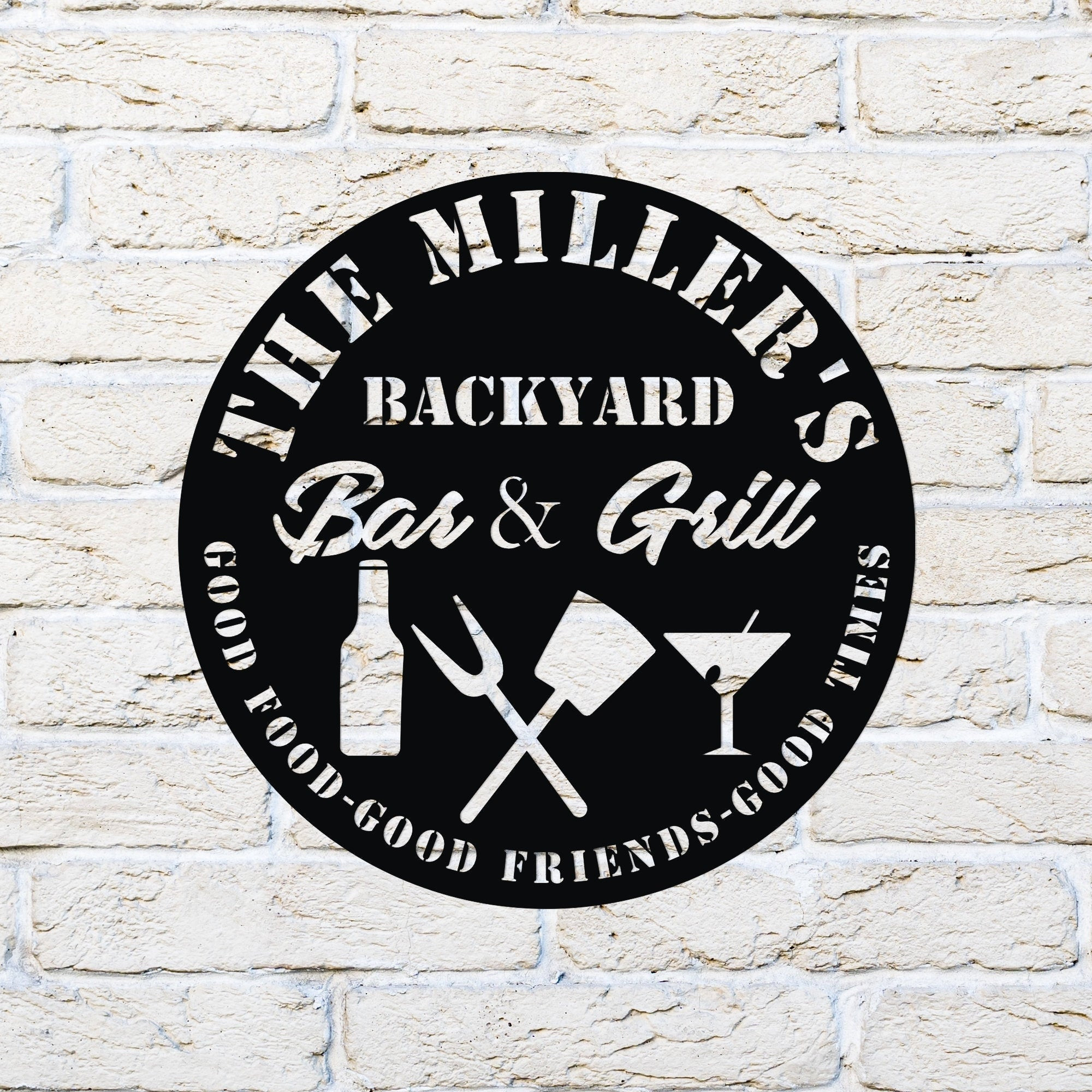 Backyard Bar And Grill Custom Metal Sign, Personalized Bar Sign, Whiskey Sign, Metal Family Name Sign, Pub Sign, Pub Wall Decor, Irish Pub Laser Cut Metal Signs Custom Gift Ideas 12x12IN