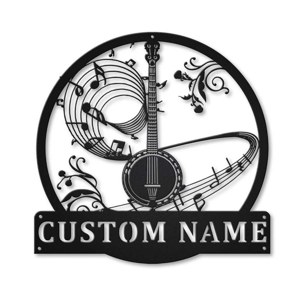 Personalized Banjo Music Metal Sign Art, Custom Banjo Music Metal Sign, Banjo Gifts For Men, Banjo Gift, Musical Instrument Gift Laser Cut Metal Signs Custom Gift Ideas 12x12IN