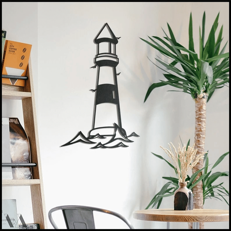 Lighthouse Ocean Sea Decor Wall Art Cut Metal Sign Laser Cut Metal Signs Custom Gift Ideas 12x12IN