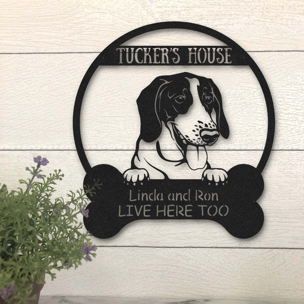 American Foxhound Dog Lovers Funny Personalized Metal House Sign Laser Cut Metal Signs Custom Gift Ideas 18x18IN