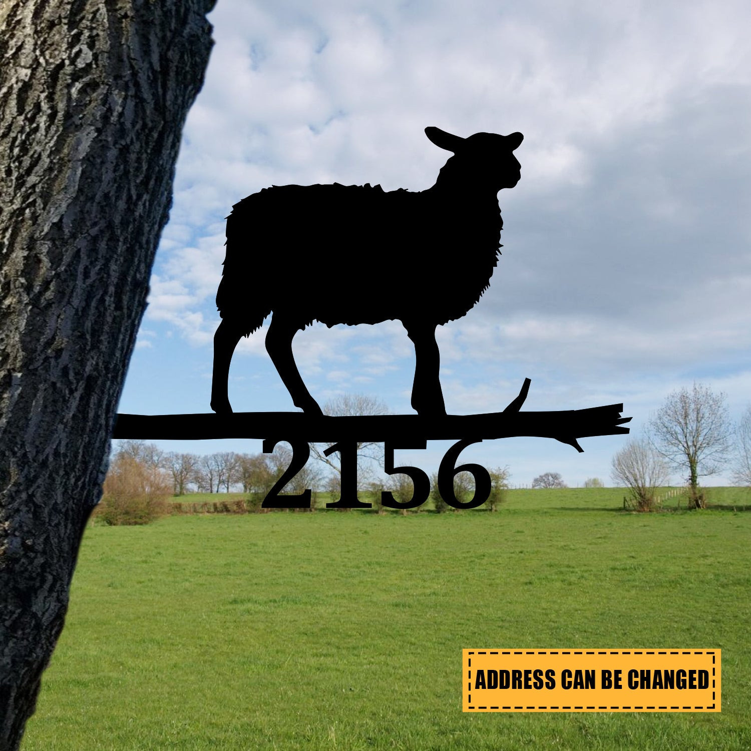 Customized Sheep Metal Tree Stake, Farm Decor, Home Art Laser Cut Metal Signs Custom Gift Ideas 12x12IN