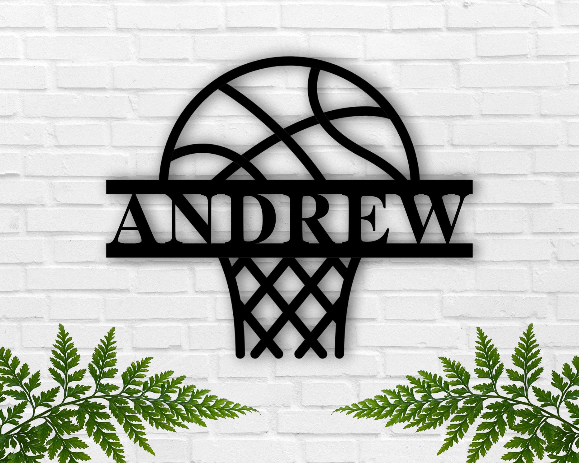 Personalized Basketball Name Sign, Custom Metal Basketball With Hoop, Sports Fan, Kids Room Wall Art, Kids Christmas Gift, Kids Birthday Laser Cut Metal Signs Custom Gift Ideas 12x12IN