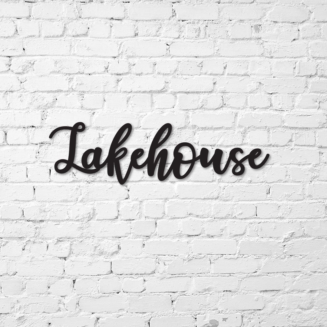 RosabellaPrint Lakehouse Sign, Lakehouse Metal Sign, Custom Lakehouse Decor, Personalized Lakehouse Wall Art, Cursive Lakehouse Word Art Laser Cut Metal Signs Custom Gift Ideas 12x12IN