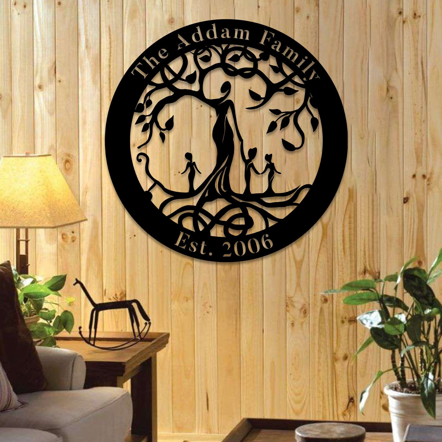 Customized Name And Date Tree Of Life Metal Sign, Mother's Day Home Decor Laser Cut Metal Signs Custom Gift Ideas 18x18IN