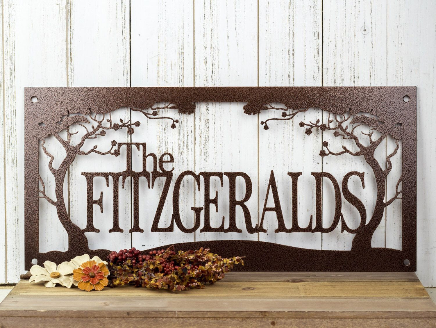 The family names trees Personalized Cut Metal Sign 12x12IN