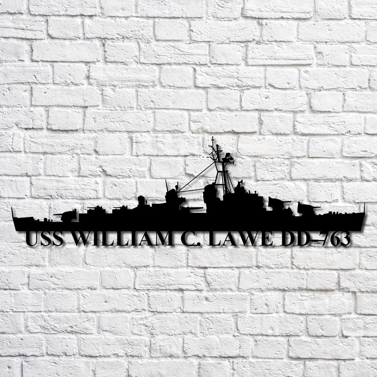 Uss William C. Lawe Dd763 Navy Ship Metal Art, Gift For Navy Veteran, Navy Ships Silhouette Metal Art, Navy Home Decor Laser Cut Metal Signs Custom Gift Ideas 12x12IN