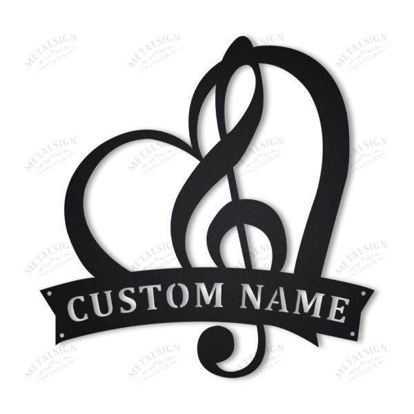 Personalized Treble Clef In Heart Music Metal Wall Decor, Cut Metal Sign, Metal Wall Art, Metal House Sign Laser Cut Metal Signs Custom Gift Ideas 14x14IN