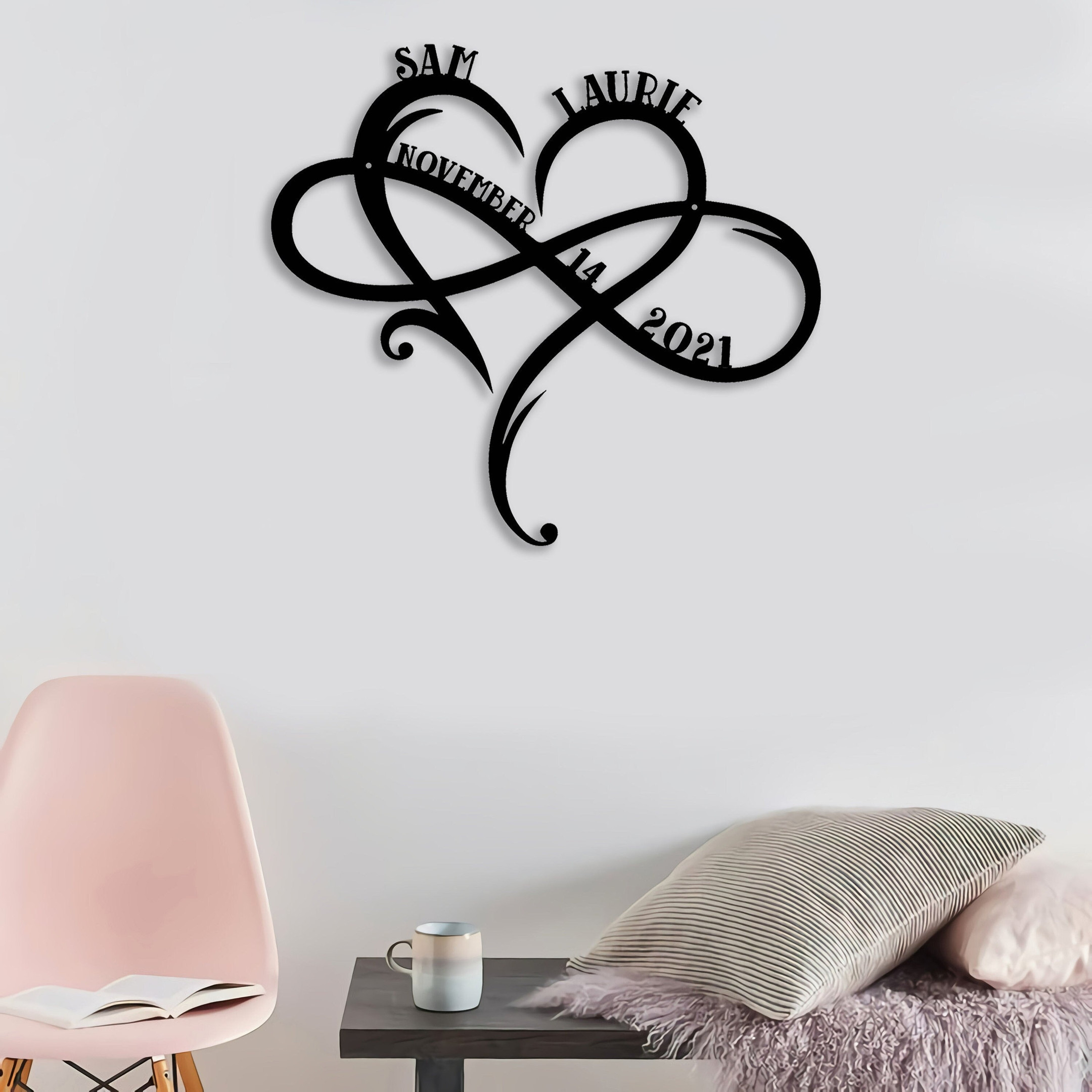 Personalized Heart Infinity Metal Sign, Love Infinity Sign, Heart Infinity Symbol, Wedding Gift, Anniversary Gift, Home Decor Laser Cut Metal Signs Custom Gift Ideas 12x12IN