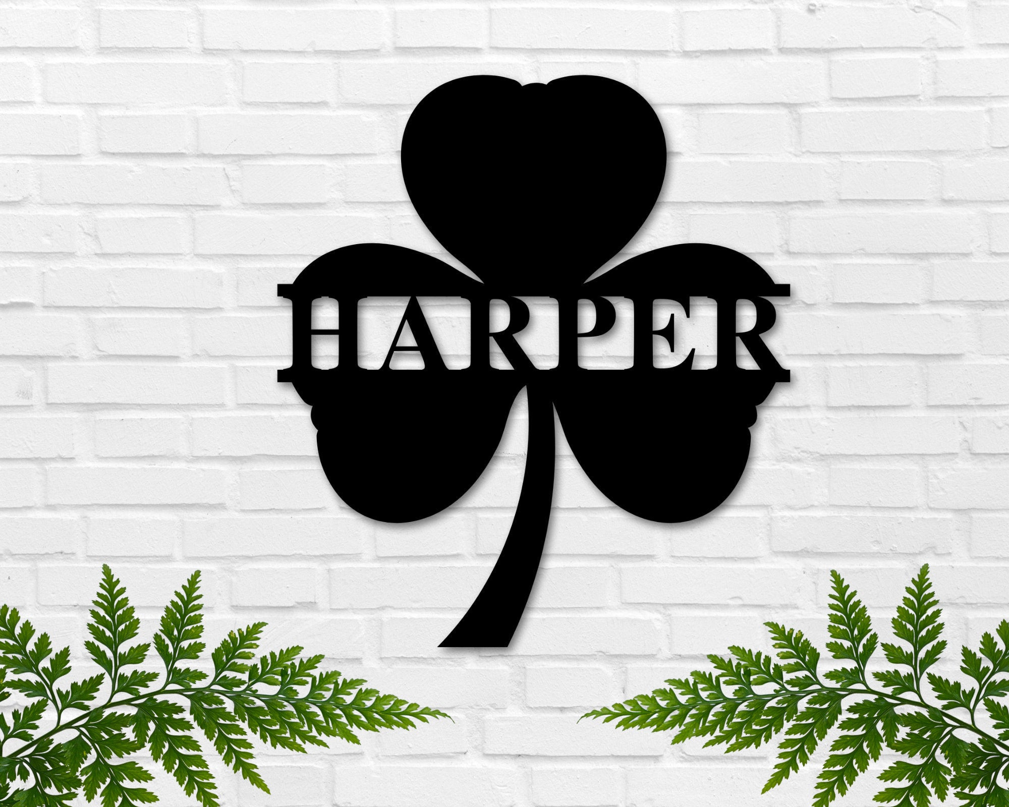 St. Patrick's Day Shamrock Monogram Door Wall Hanging Personalized, Metal Sign, Lucky Name Sign, Clover Sign, St Pattys Day D\u00e9cor Laser Cut Metal Signs Custom Gift Ideas 12x12IN