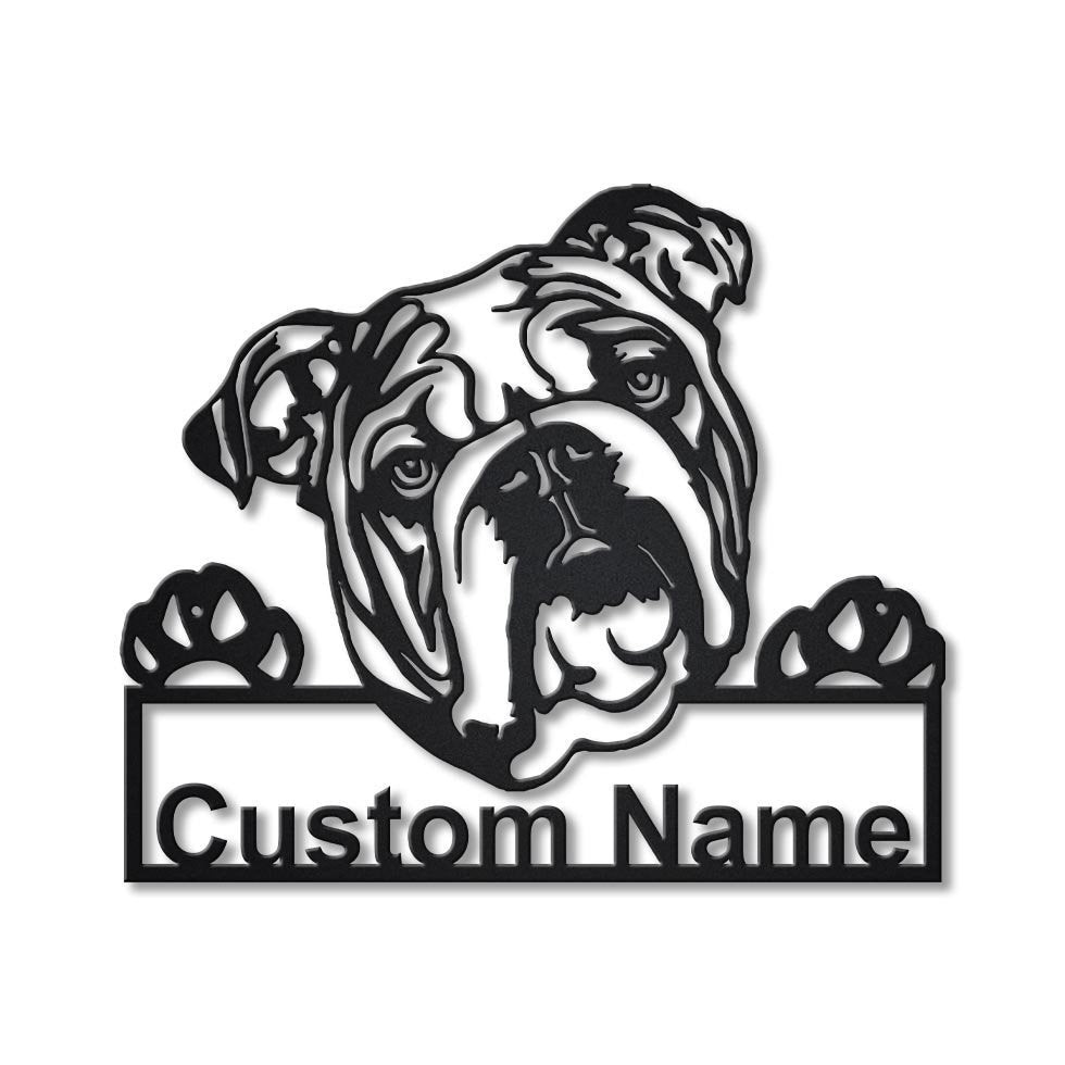 Personalized English Bulldog Metal Sign Art, Custom English Bulldog Metal Sign, Father&#39;s Day Gift, Pets Gift, Birthday Gift Laser Cut Metal Signs Custom Gift Ideas 12x12IN
