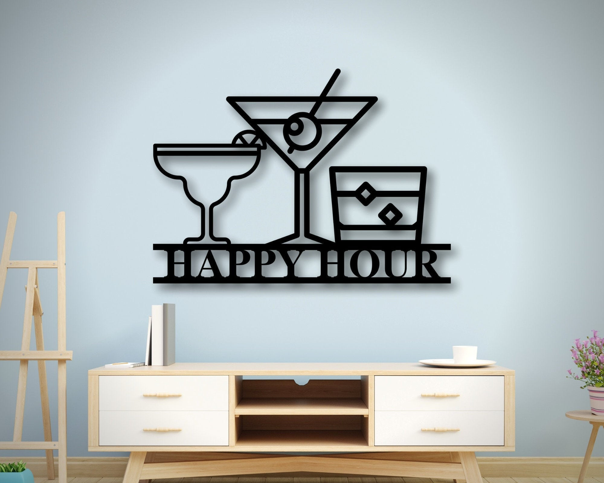Personalized Bar Theme Sign, Custom Happy Hour Sign, Whiskey Sign, Metal Family Name Sign With Margarita, Margarita Lover Gift Laser Cut Metal Signs Custom Gift Ideas 12x12IN
