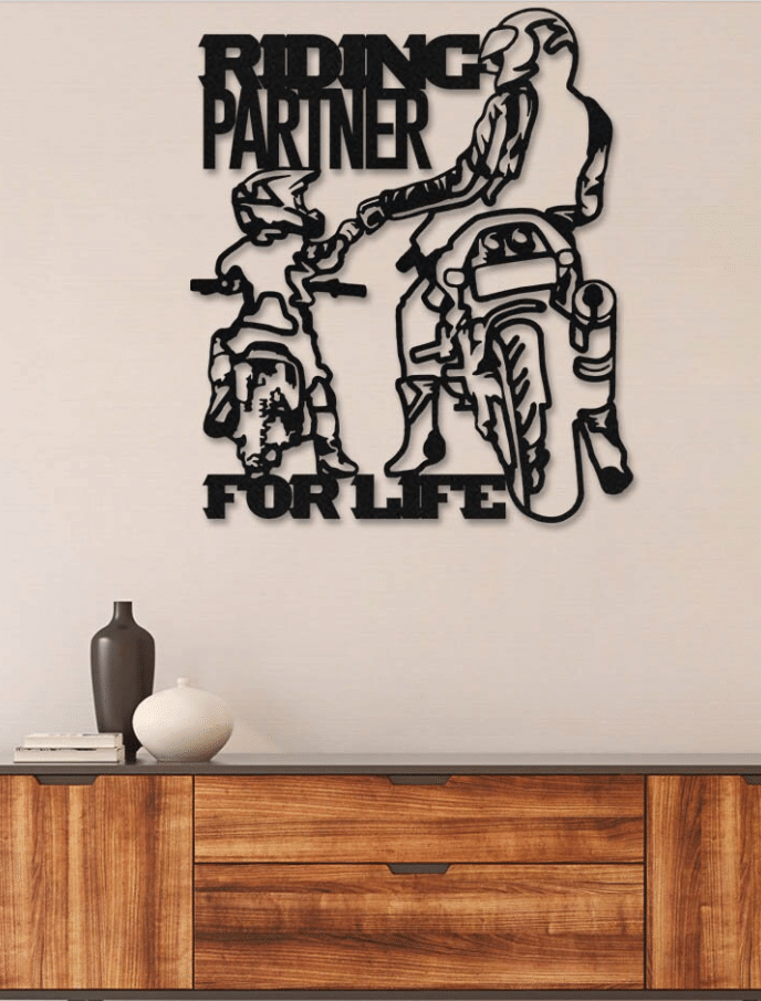 Father And Son Riding Partner For Life Metal House Sign 14x14IN
