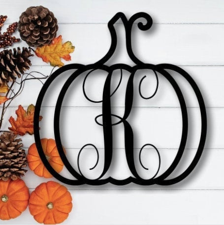 Personalized Pumpkin With Family Name Monogram For Fall Home Decor, Wedding Gift, Engagement Gift, Housewarming Gift, Thanksgiving Pumpkin Laser Cut Metal Signs Custom Gift Ideas 14x14IN