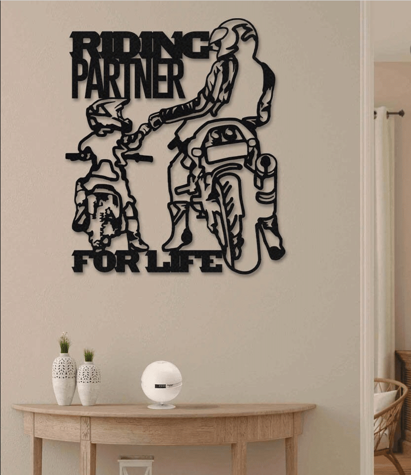 Father And Son Riding Partner For Life Metal House Sign 12x12IN