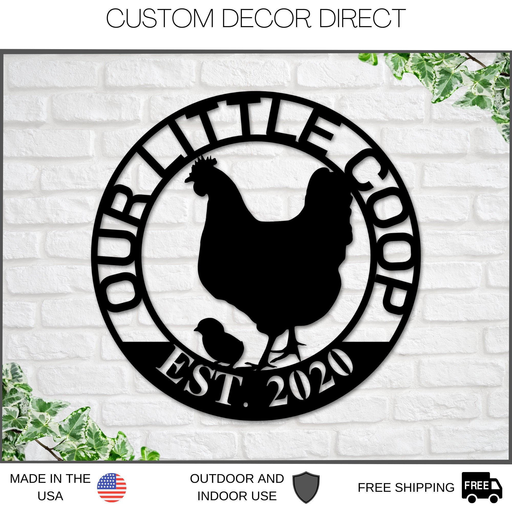 Mothers Day Gift, Personalized Mothers Day Gift, Gift For Mom, Our Little Coop Sign Metal Sign, Chicken Coop Sign, Metal Chicken Coop Sign Laser Cut Metal Signs Custom Gift Ideas 12x12IN