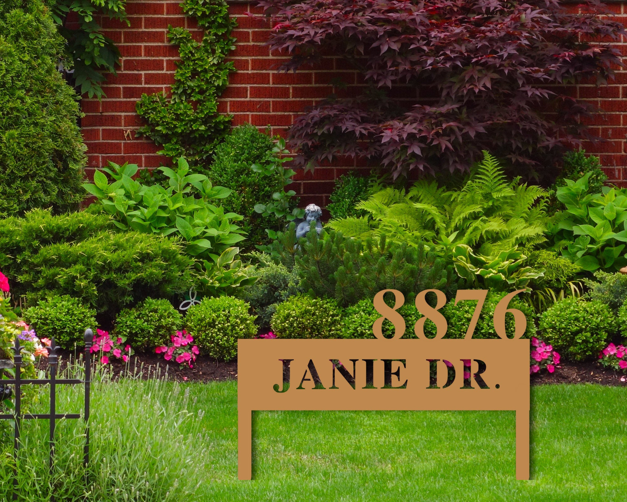 Personalized Metal Address Sign With Stakes, Yard Sign With Name, Custom Name Address Sign For Yard, Name Sign With Stakes For Yard Laser Cut Metal Signs Custom Gift Ideas 14x14IN
