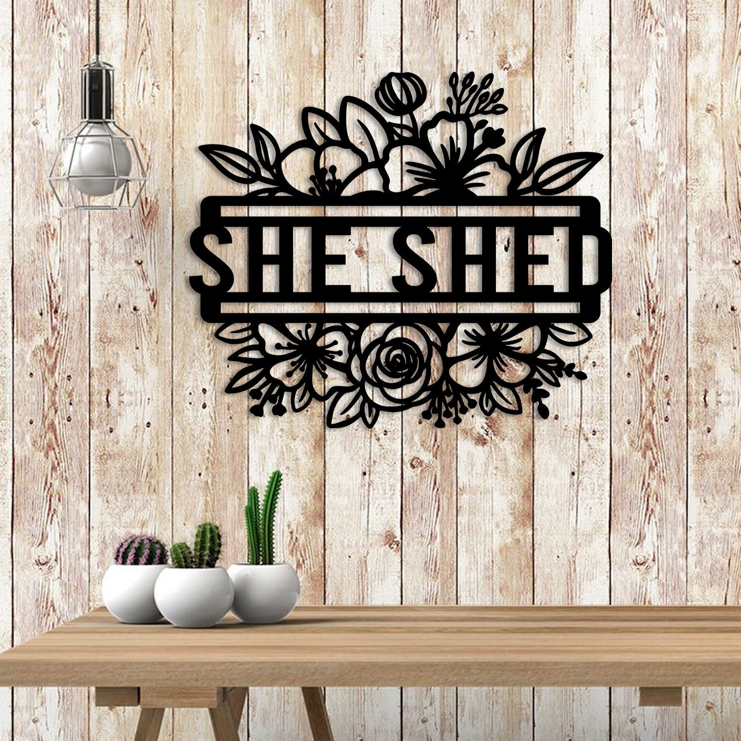 Custom Floral She Shed Metal Art, Gardening Decoration Laser Cut Metal Signs Custom Gift Ideas 18x18IN
