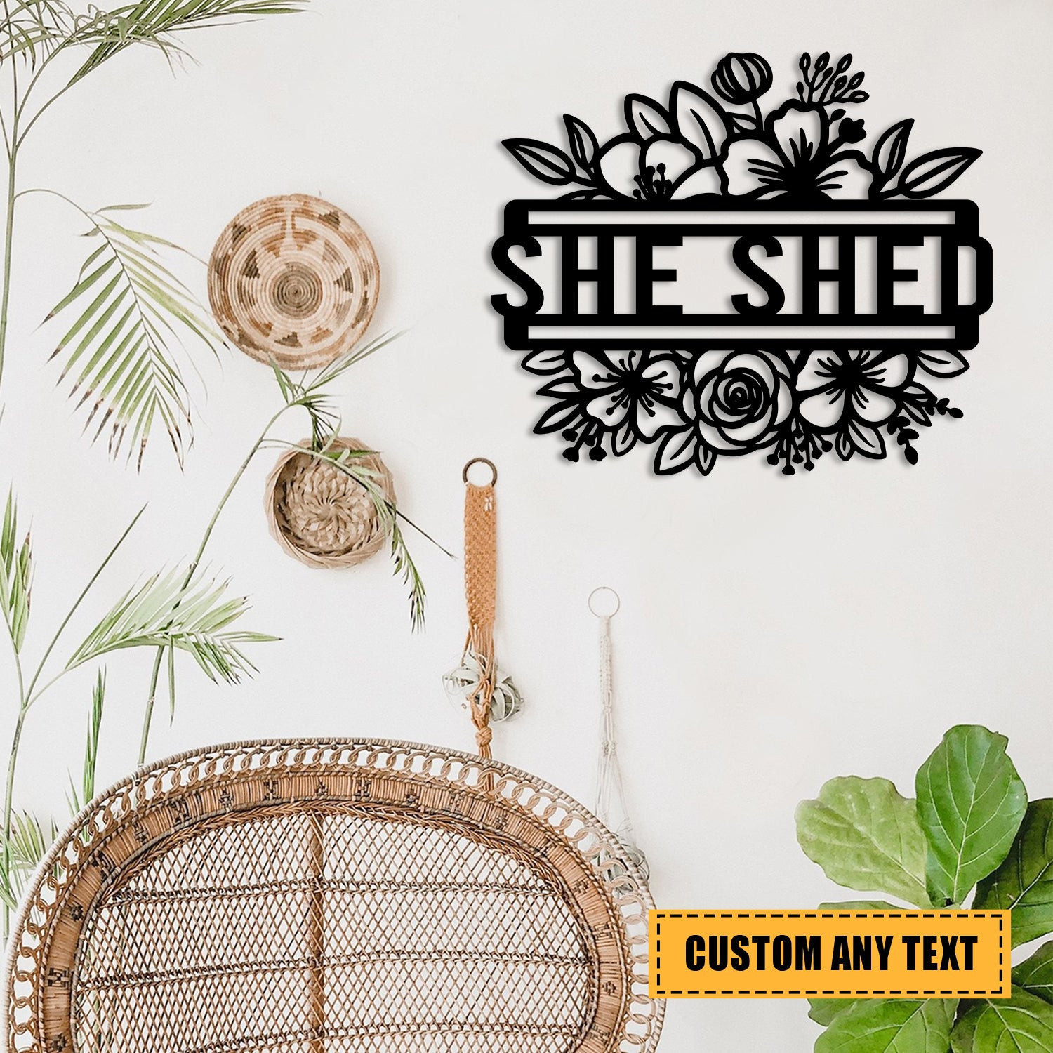 Custom Floral She Shed Metal Art, Gardening Decoration Laser Cut Metal Signs Custom Gift Ideas 12x12IN