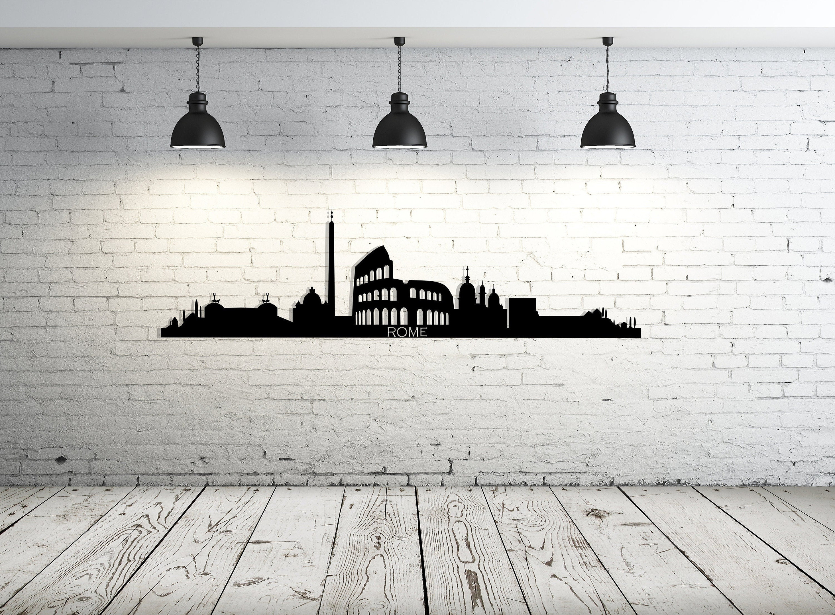Rome City Silhouette Metal Wall Art, Rome Collosseum Metal Wall Decor, Housewarming Gift, Home Living Room Decoration, Wall Hangings,, Metal Laser Cut Metal Signs Custom Gift Ideas 12x12IN