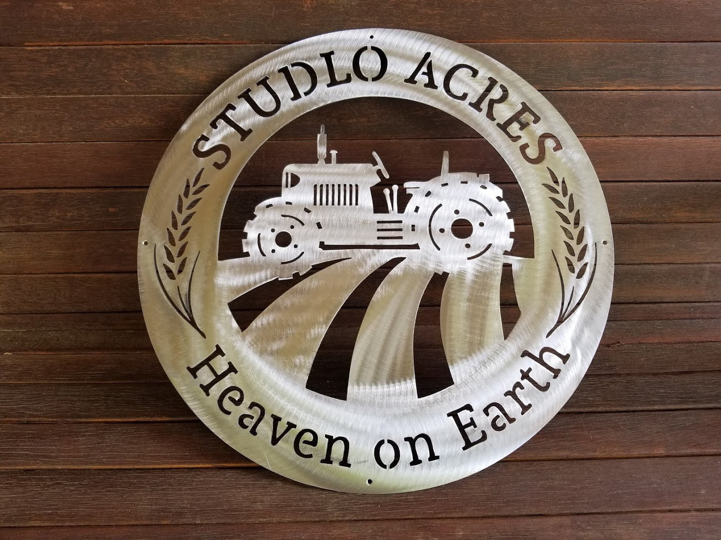 RosabellaPrint Ranch Sign, Tractor Farm, Farm Sign, Vintage Style, Wreath, Door Decor, Custom Sign, Rustic, Personalized Sign, Wall Art, Laser Cut Metal Signs Custom Gift Ideas 14x14IN
