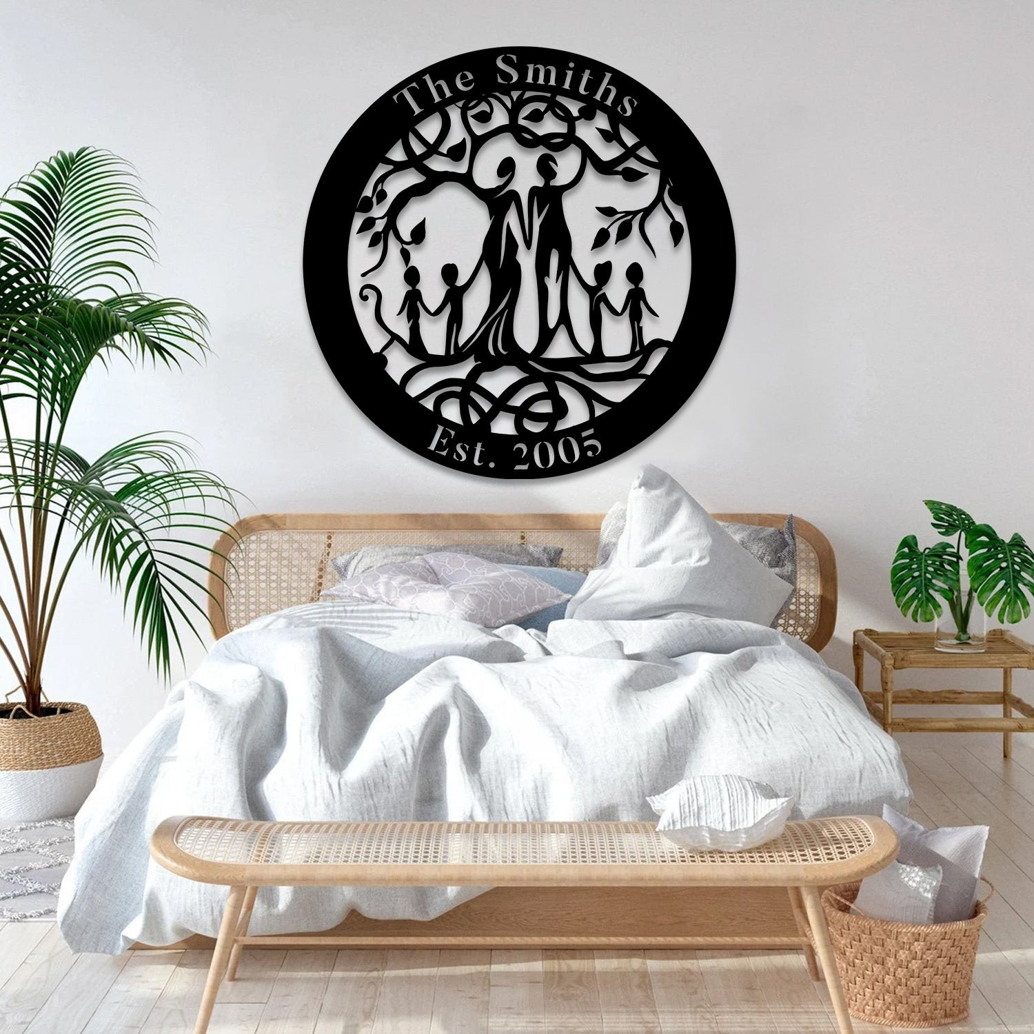 Personalized Husband, Wife And Kids Tree Of Life Metal Sign Laser Cut Metal Signs Custom Gift Ideas 14x14IN