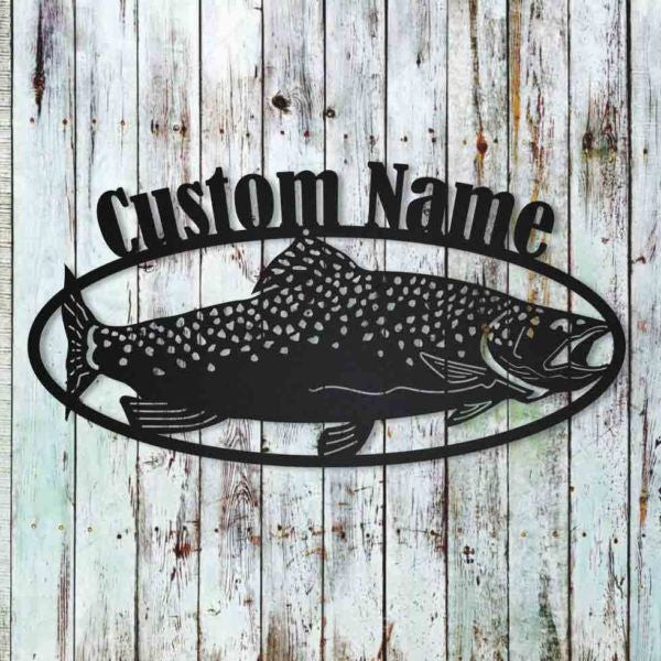 Personalized Trout Fish Sign Metal Wall Decor, Cut Metal Sign, Metal Wall Art, Metal House Sign Laser Cut Metal Signs Custom Gift Ideas 14x14IN