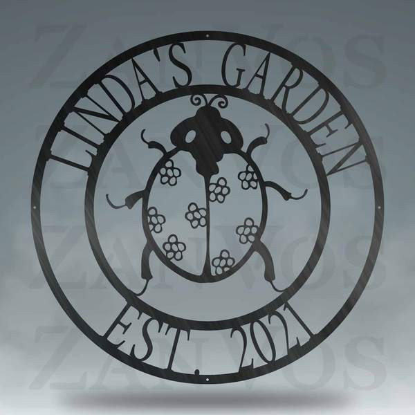 Ladybug Monogram Customized Metal Signs, Custom Metal Sign, Custom Signs, Metal Sign, Metal Laser Cut Metal Signs Custom Gift Ideas 12x12IN