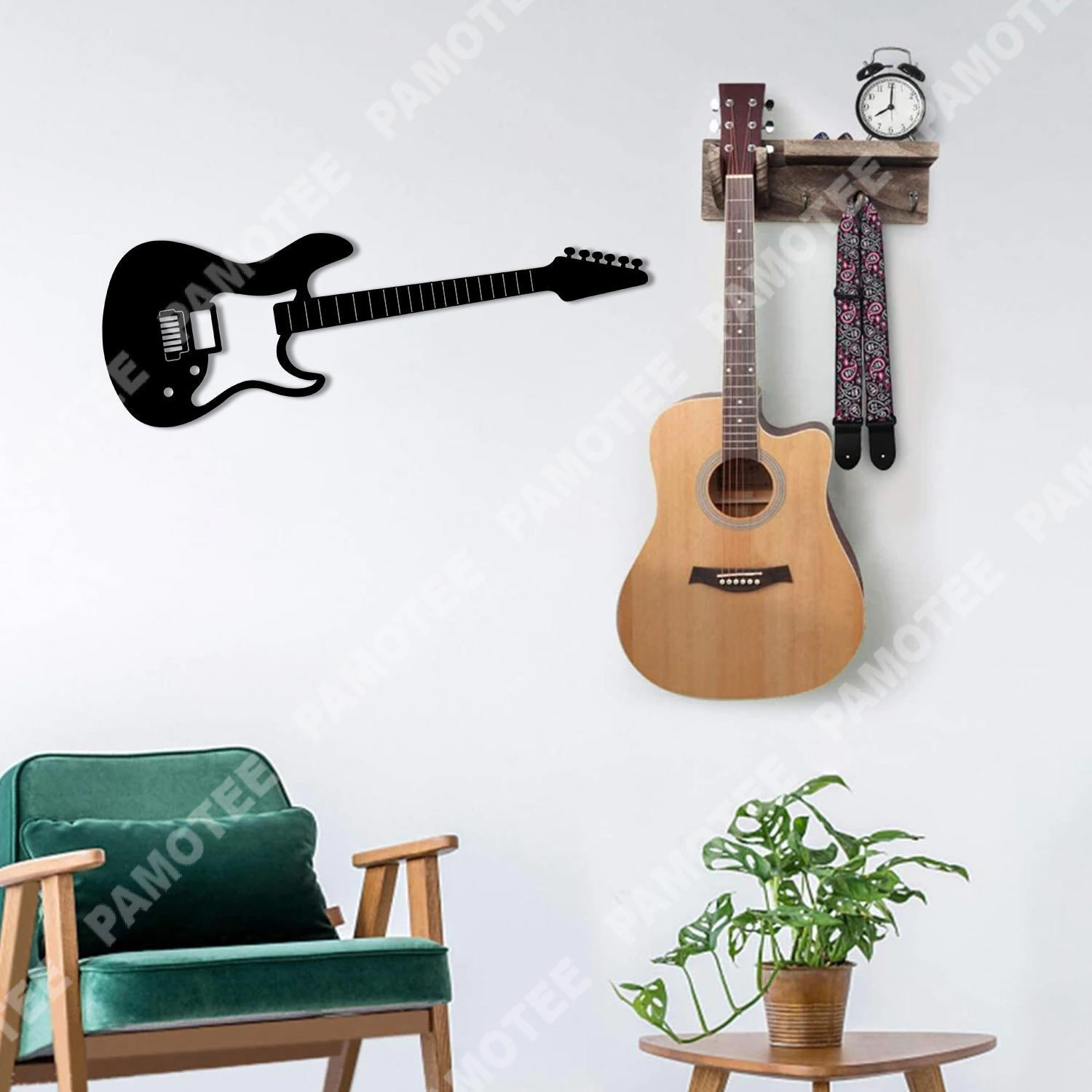 Electric Guitar Metal Sign, Guitarist Steel Plaque, Gift For Him, Metal Laser Cut Metal Signs Custom Gift Ideas 12x12IN