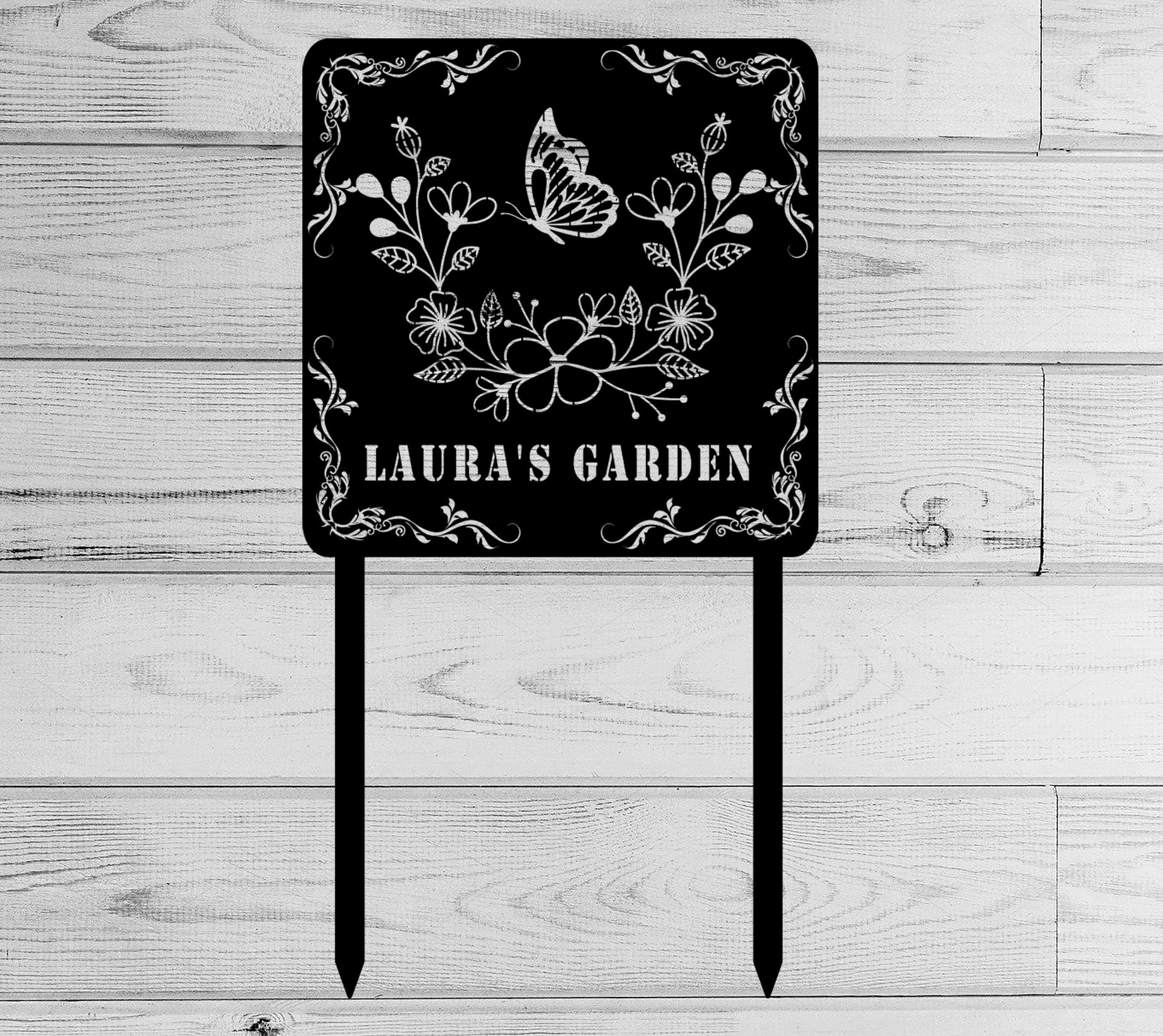 Personalized Garden Metal Stake, Butterfly Flower Garden Metal Sign, Custom Metal Garden Stake, Gardener Gift, Garden Marker, Laser Cut Metal Signs Custom Gift Ideas 12x12IN