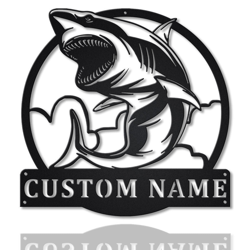 Personalized White Shark Monogram Metal Sign Art, Custom White Shark Monogram Metal Sign, Birthday Gift, Animal Funny, Father&#39;s Day Gift, Laser Cut Metal Signs Custom Gift Ideas 12x12IN