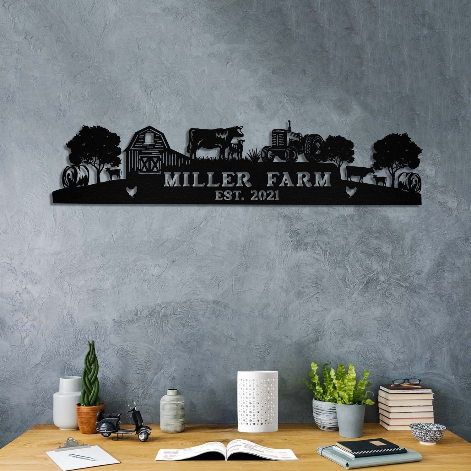Personalized Metal Farm Sign Barn Cow Tractor Hay Bale Monogram, Metal Laser Cut Metal Signs Custom Gift Ideas 18x18IN