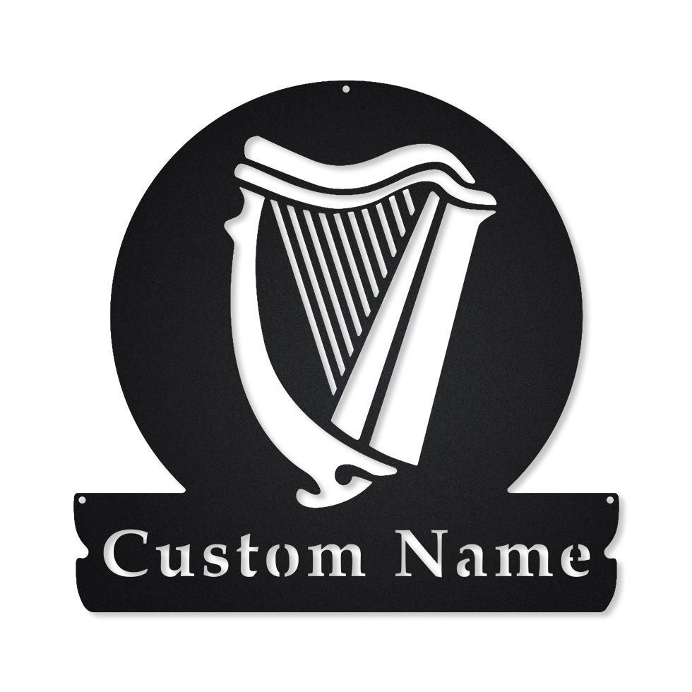 Personalized Celtic Harp Monogram Metal Sign Art, Custom Celtic Harp Metal Sign, Celtic Harp Gifts For Birthday, Music Gift, Laser Cut Metal Signs Custom Gift Ideas 12x12IN