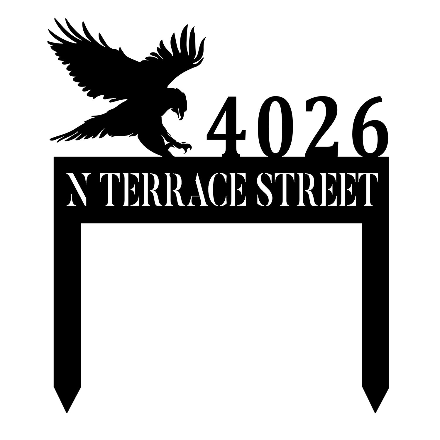 Personalized Street Name Hawk Metal Sign, Front Door Sign, Metal Laser Cut Metal Signs Custom Gift Ideas 18x18IN