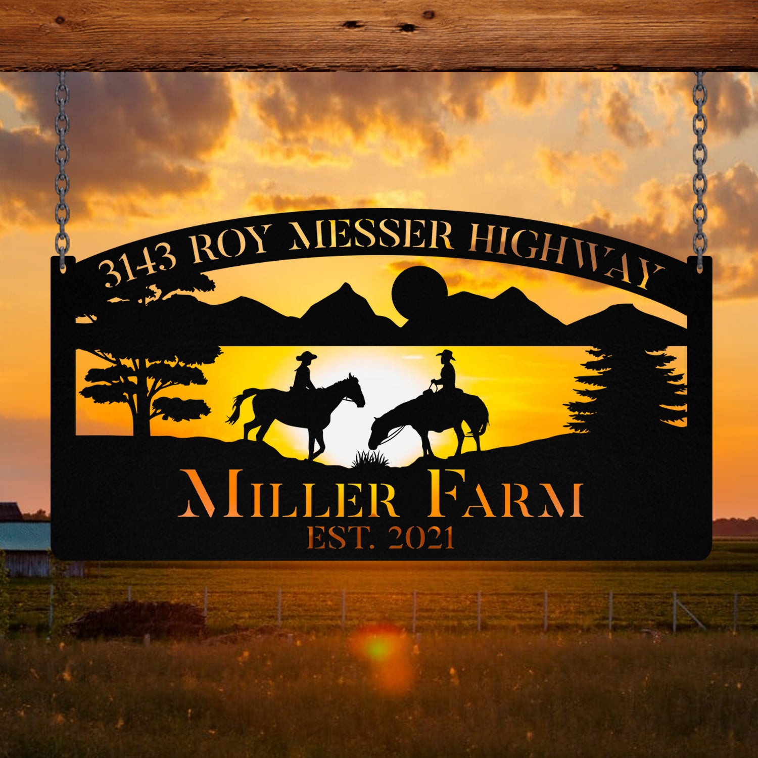 Personalized Metal Horse Rider Sign Monogram, Custom Outdoor Farm, Farmhouse, Metal Laser Cut Metal Signs Custom Gift Ideas 18x18IN