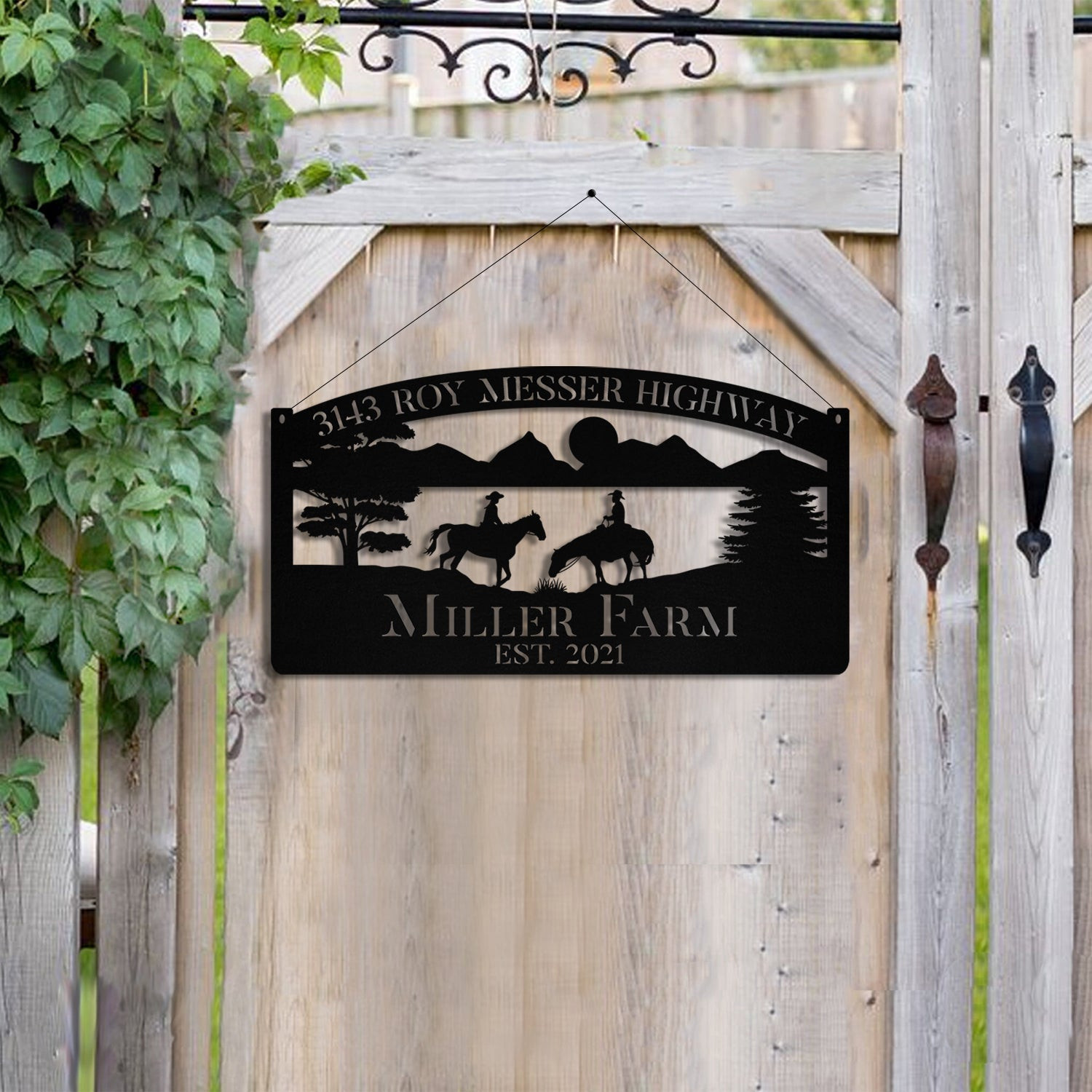 Personalized Metal Horse Rider Sign Monogram, Custom Outdoor Farm, Farmhouse, Metal Laser Cut Metal Signs Custom Gift Ideas 12x12IN