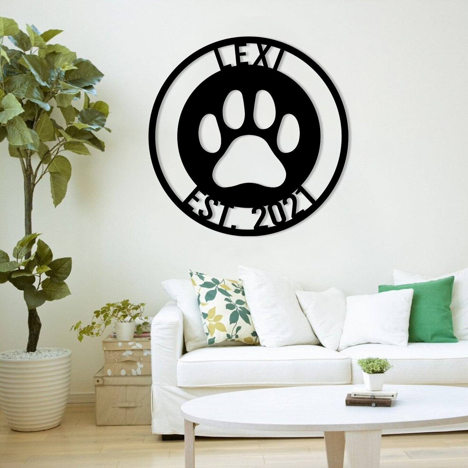 Personalized Dog Paw Metal Sign, Custom Pet Art Gift For Dog Lovers, Metal Laser Cut Metal Signs Custom Gift Ideas 12x12IN