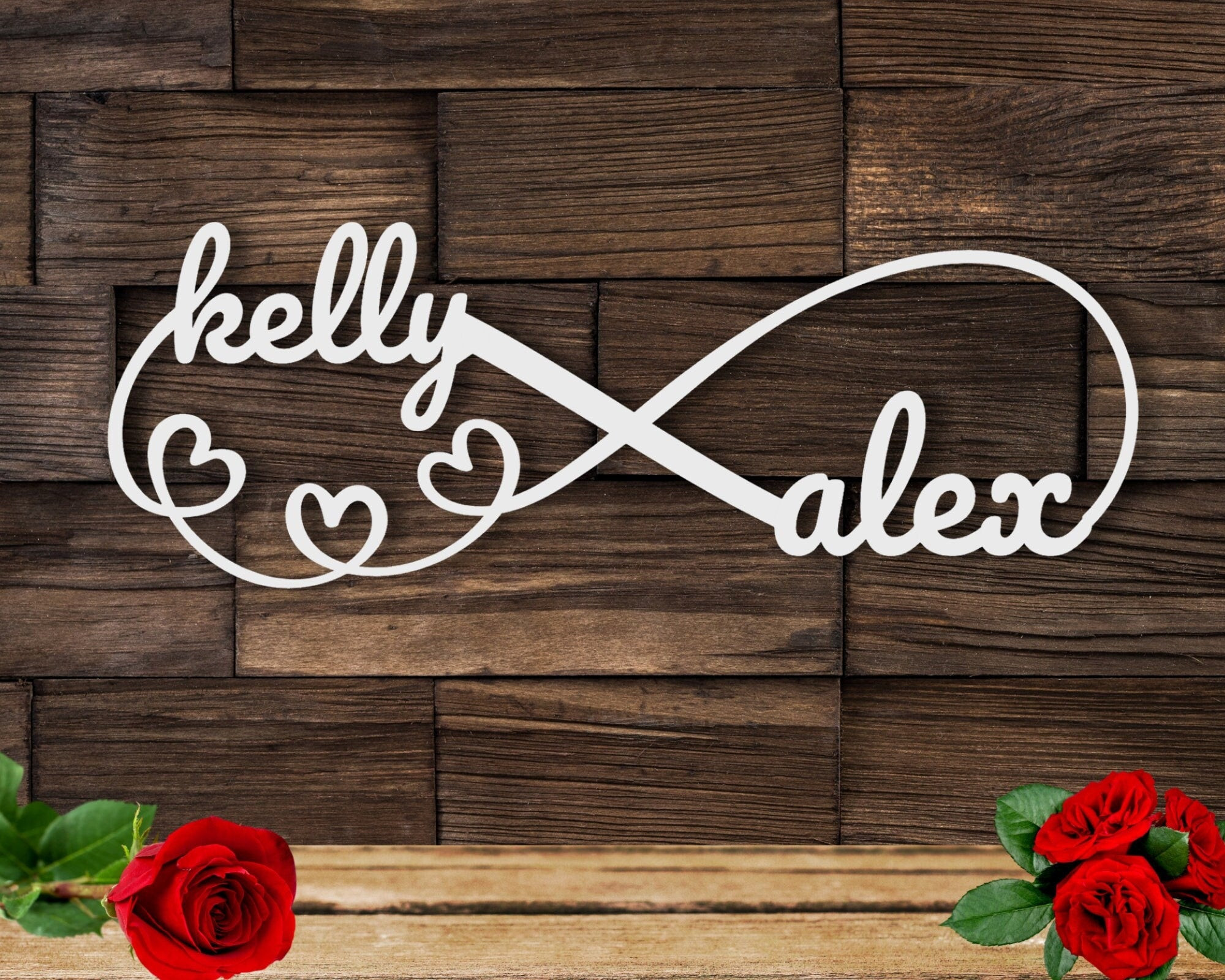 Metal Infinity Name Sign, Infinity Sign With Hearts, Personalized Infinity Sign, Custom Infinity Metal Sign, Infinity Sign Containing Names, Laser Cut Metal Signs Custom Gift Ideas 12x12IN