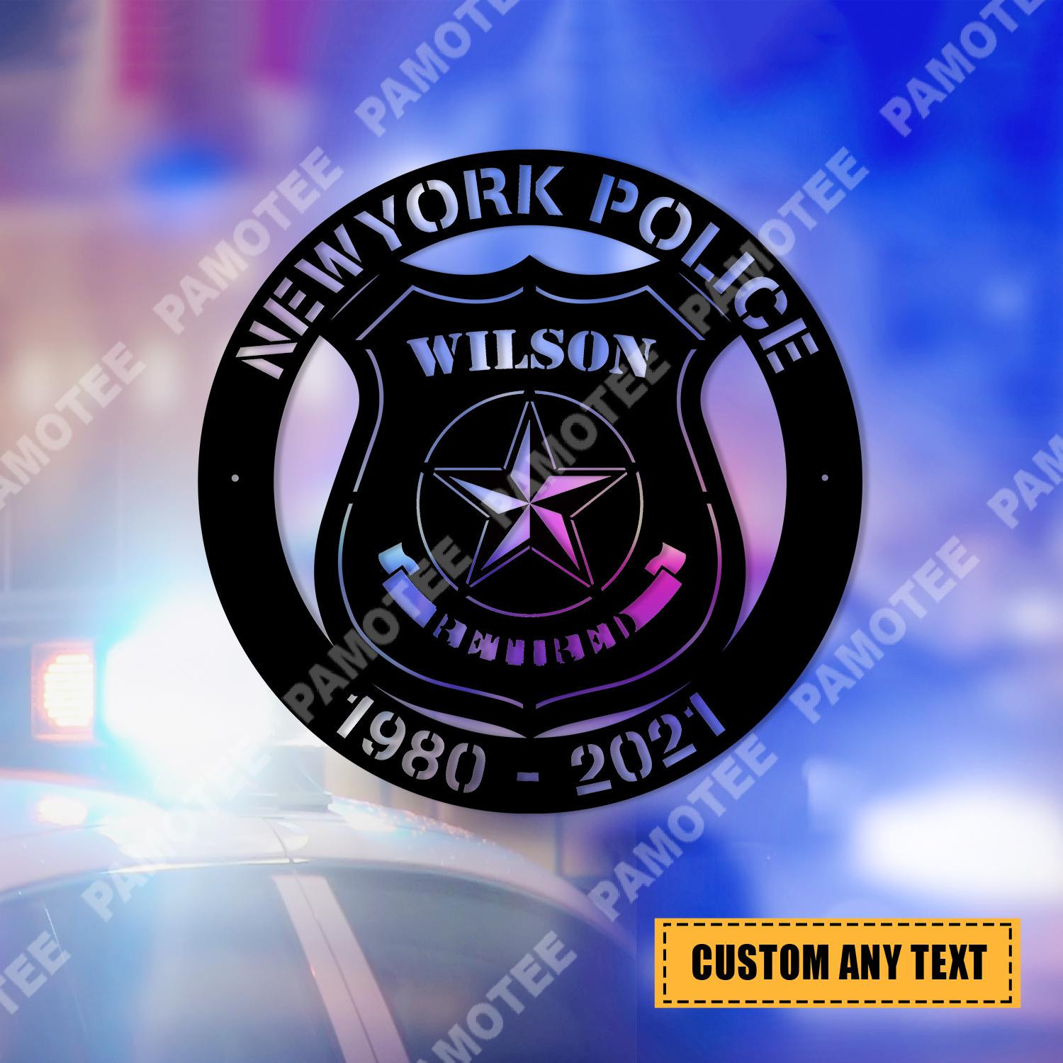 Custom Newyork Police Sheriff Metal Wall Decor, Father's Day Gift, Metal Laser Cut Metal Signs Custom Gift Ideas 12x12IN
