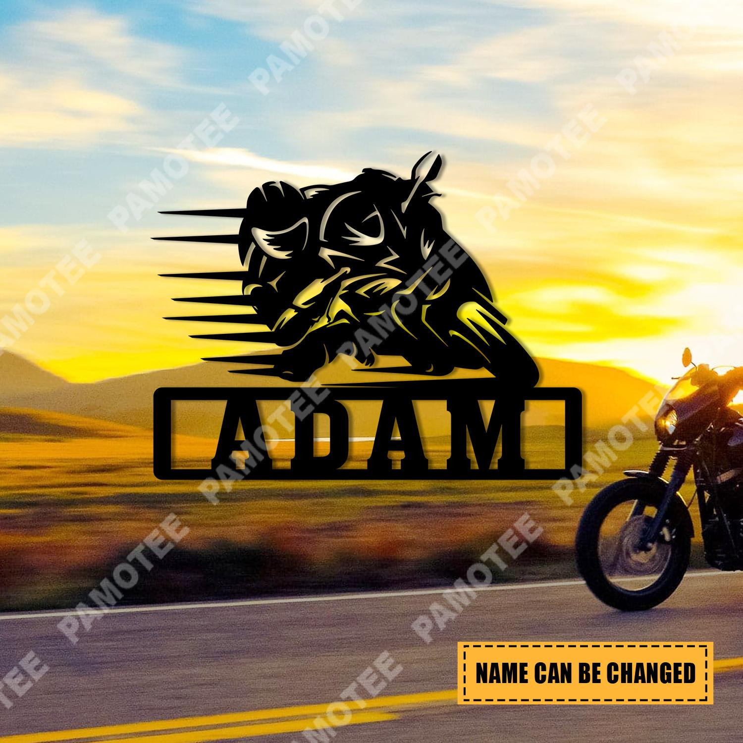Custom Name Biker Racing Metal Art, Wall Decor For Garage, Metal Laser Cut Metal Signs Custom Gift Ideas 12x12IN