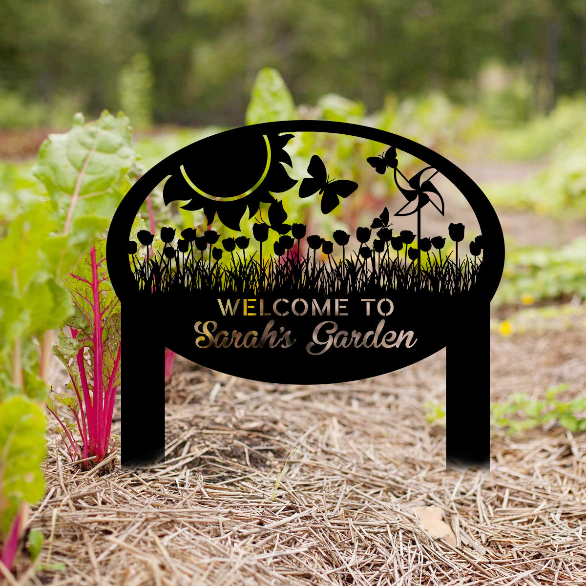 Personalized Metal Garden Sign, Outdoor Garden Stake, Home Decor, Metal Laser Cut Metal Signs Custom Gift Ideas 14x14IN