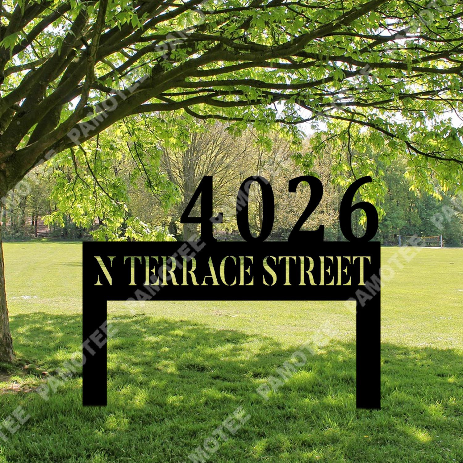 Personalized Home Address Metal Yard Sign, Front Gate, Entry Road Steel Sign, Metal Laser Cut Metal Signs Custom Gift Ideas 14x14IN