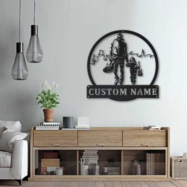 Electric Guitar Father And Son Personalized Monogram Metal Wall Decor, Cut Metal Sign, Metal Wall Art, Metal House Sign, Metal Laser Cut Metal Signs Custom Gift Ideas 14x14IN