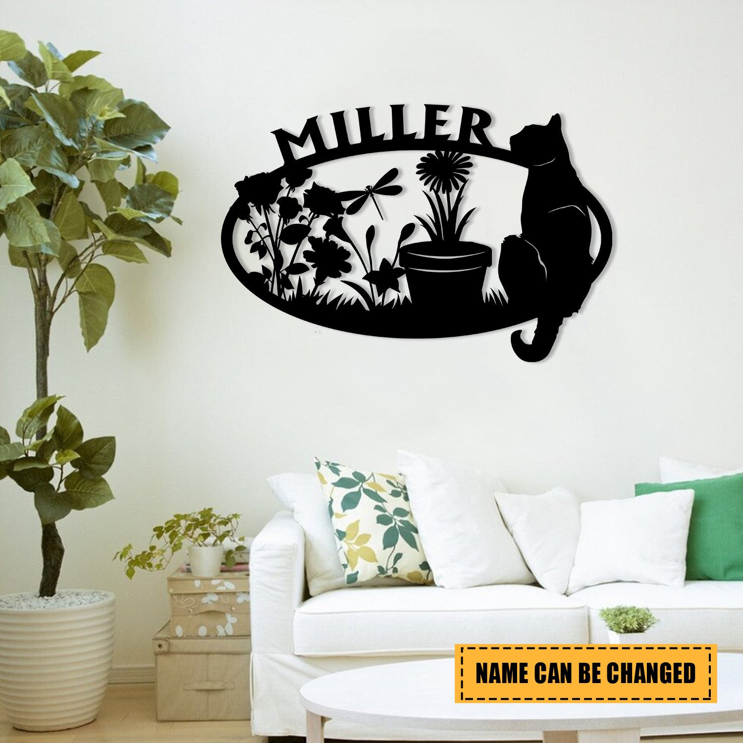 Cat Garden Metal Sign, Custom Pet Housewarming Metal Art, Wall Decor, Metal Laser Cut Metal Signs Custom Gift Ideas 12x12IN